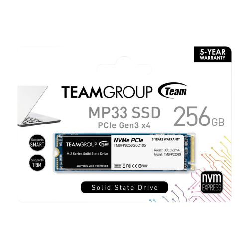 Твердотельный накопитель 256GB SSD TeamGroup MP33 M.2 NVMe R1600Mb/s W1300MB/s TM8FP6256G0C101