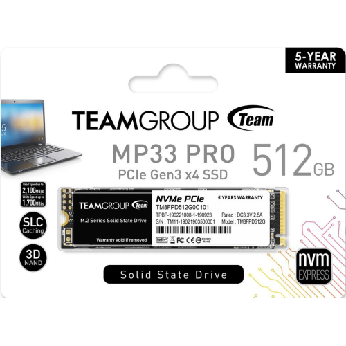 Твердотельный накопитель 512GB SSD TeamGroup MP33 PRO M.2 NVMe R3500Mb/s W3000MB/s TM8FPD512G0C101