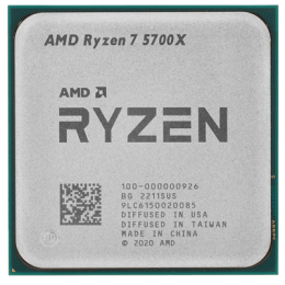 Процессор AMD Ryzen 7 5700X 3,4Гц (4,6ГГц Turbo) Zen 3 8-ядер 16 потоков, 4MB L2, 32MB L3, 65W, AM4, OEM 100-000000926