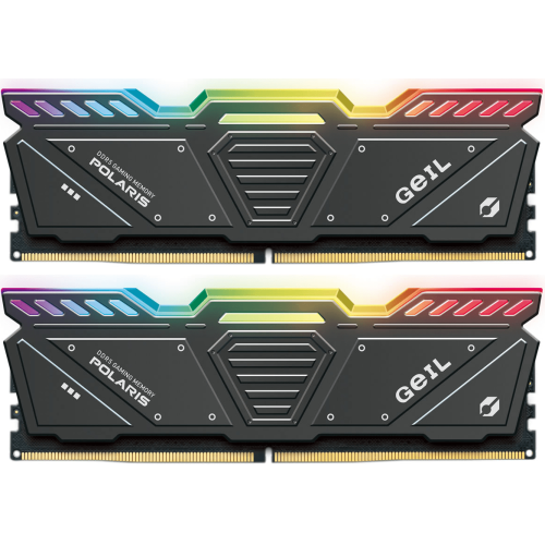 Оперативная память с RGB подсветкой 32GB Kit (2x16GB) GEIL POLARIS RGB 5600Mhz DDR5 UDIMM PC5-44800 38-44-44-84 1.25V GOSG532GB5600C38ADC Titanium Gray