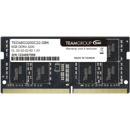 Оперативная память для ноутбука  8GB DDR4 3200Mhz Team Group ELITE PC4-25600 CL22 SO-DIMM TED48G3200C22-S01