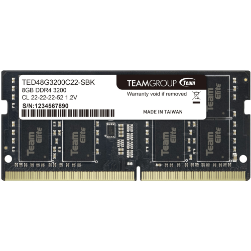Оперативная память для ноутбука 8GB DDR4 3200Mhz Team Group ELITE PC4-25600 CL22 SO-DIMM TED48G3200C22-S01