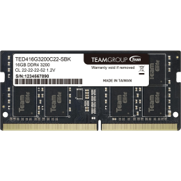 Оперативная память для ноутбука 16GB DDR4 3200Mhz Team Group ELITE PC4-25600 CL22 SO-DIMM TED416G3200C22-S01