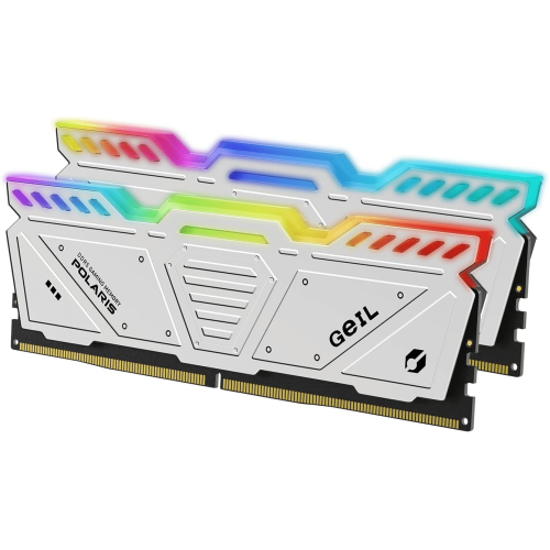 Оперативная память с RGB подсветкой 32GB Kit (2x16GB) GEIL POLARIS RGB 5600Mhz DDR5 UDIMM PC5-44800 46-46-46-90 1.35V GOSW532GB5600C46DC White