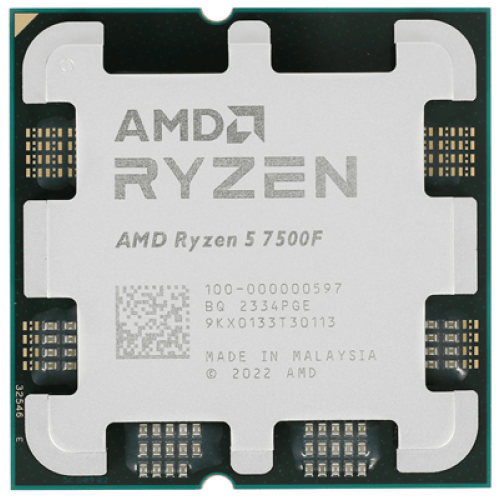 Процессор AMD Ryzen 5 7500F 3,7Гц (5,0ГГц Turbo) Zen4 6-ядер 12-потоков, 6MB L2, 32MB L3, 65W-85W, AM5 OEM 100-000000597