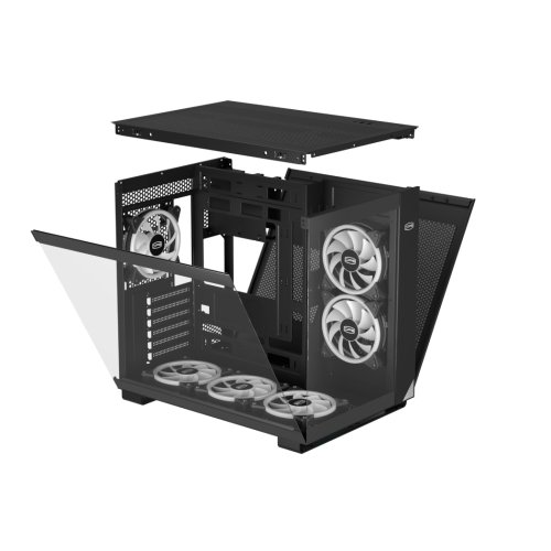 Корпус PCCooler C3T500 ARGB BK ATX/MATX/ITX USB3.1 Gen 2 Type-C, USB3.0, USB2.0, 6xFAN ARGB included (1x сзади, 2x сбоку, 3x снизу ), Black