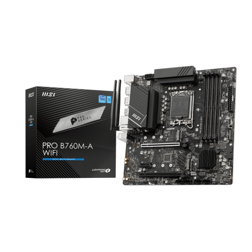 Материнская плата MSI PRO B760M-A WIFI LGA1700 4xDDR5 4xSATA3 RAID 2xM.2 2xHDMI 2xDP mATX