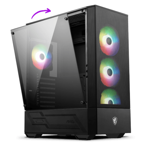 Компьютерный корпус MSI MAG FORGE M100R mATX/Mini-ITX, 2x 2.5", 1x2.5"/3.5", 1x 3.5", 2xUSB 2.0, 1xUSB 3.2 Gen1, Audio, Mic, Предустановленые ARGB вентиляторы Спереди 3xARGB Fan, Сзади 1xARGB MicroATX