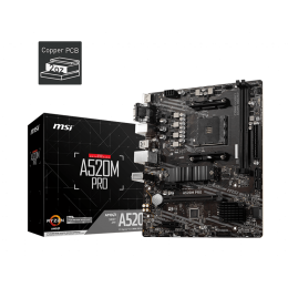 Материнская плата MSI A520M PRO AM4 2xDDR4 4xSATA3 RAID M.2 VGA HDMI DP ARGB header mATX