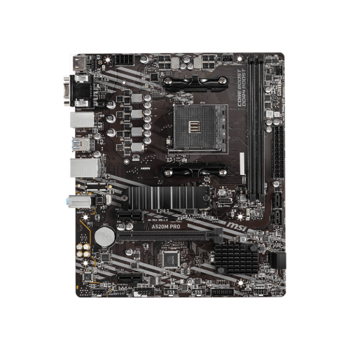 Материнская плата MSI A520M PRO AM4 2xDDR4 4xSATA3 RAID M.2 VGA HDMI DP ARGB header mATX