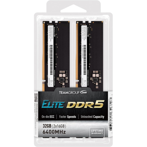 Оперативная память 32GB Kit (2x16GB) 6400MHz DDR5 Team Group ELITE PC5-51200 CL52-52-52-103 1.1V TED532G6400C52DC01