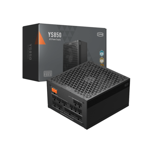 Блок питания PCCooler YS850, 850W, Full Modular, 80+ GOLD, КПД >90%, Fan 135mm, Выходной провод: полностью модульный черный кабель с тиснением из ПВХ. Intel ATX Standard: ATX3.1. PCI-E 5.1 Output Wattage: 600W, Safety Certification: CB, CE, EAC, UKCA, CC