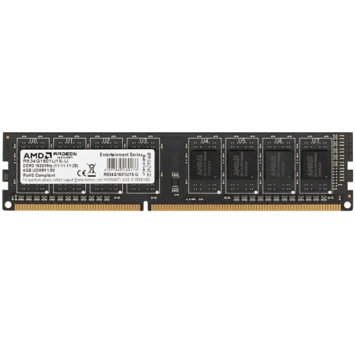 Оперативная память 4Gb DDR3 1600MHz AMD Radeon R5 Entertainment Series, CL11, PC3-12800, 11-11-11-28, 1.5V, R534G1601U1S-U