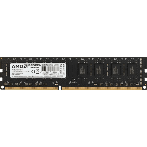 Оперативная память 8Gb DDR3 1600MHz AMD Radeon R5 Entertainment Series, CL11, PC3-12800, 11-11-11-28, 1.5V, R538G1601U2S-U Retail Pack