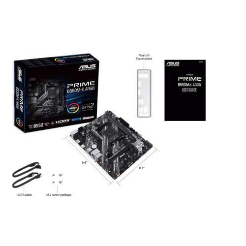 Материнская плата ASUS PRIME B550M-K ARGB AM4 2xDDR4 4xSATA3 RAID 2xM.2 1xHDMI 1xDP Type-C Коннектор mATX