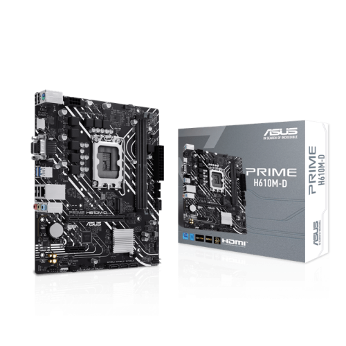 Материнская плата ASUS PRIME H610M-D, LGA1700 2xDDR5 4xSATA3 M.2 VGA, HDMI, COM, RGB header, mATX