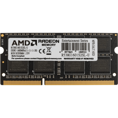 Оперативная память для ноутбука 8Gb DDR3L 1600MHz AMD Radeon R5 Entertainment Series R538G1601S2SL-U Retail