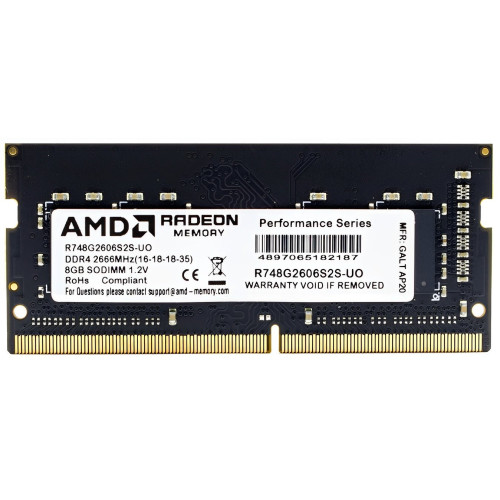 Оперативная память для ноутбука 4Gb DDR4 2400MHz AMD Radeon R7 Performance Series SO-DIMM R744G2400S1S-U Retail
