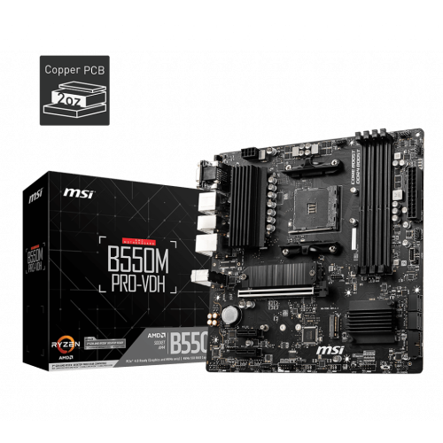 Материнская плата MSI B550M PRO-VDH AM4 4xDDR4 4xSATA3 2xM.2 VGA HDMI DP mATX