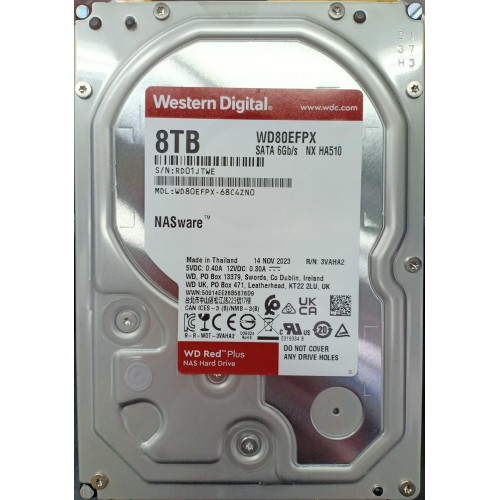 Жесткий диск для NAS систем HDD 8Tb Western Digital RED Plus SATA6Gb/s 3.5" 256Mb 5400rpm WD80EFPX