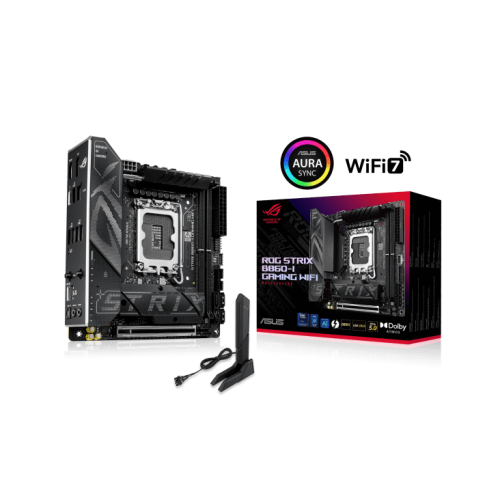 Материнская плата ASUS ROG STRIX B860-I GAMING WIFI, LGA1851 B860 2xDDR5 4xSATA 2xM.2 HDMI DP USB-C mITX