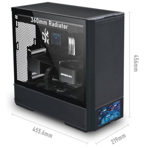 Корпус Lian Li Lancool 207 Digital Black ATX/m-ATX/m-ITX Вентиляторы: 2х140-мм ARGB; 2х140 PWM, Цифровой дисплей на переднем панели, 2xUSB3.0, 1xType-C, Наушники, Микрофон, G99.LAN207DX.00 Black