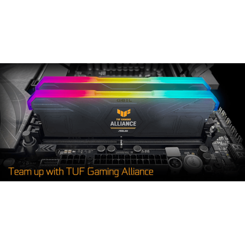 Оперативная память 32GB Kit (2x16GB) GEIL GEMINI RGB TUF Gaming 5200Mhz DDR5 UDIMM PC5-41600 34-38-38-78 1,25V Support XMP/INTEL Black GMST532GB5200C34ADC