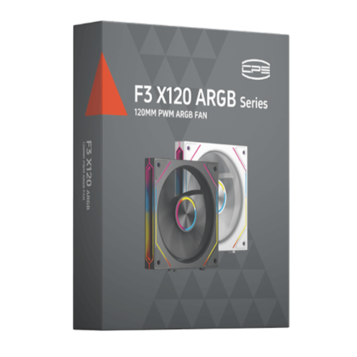 Вентилятор для корпуса PCCooler F3 X120 ARGB BK 1x(120x120x25mm) 800-1800 RPM 54CFM Black (вентилятор с беспроводным подключением)