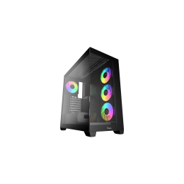 Корпус Ocypus Gamma C72 BK ARGB ATX/mATX/ITX 3xUSB, предустановленно 4х120мм вентилятора ARGB PWM, Черный, Gamma-C72-BKD400XX-GL