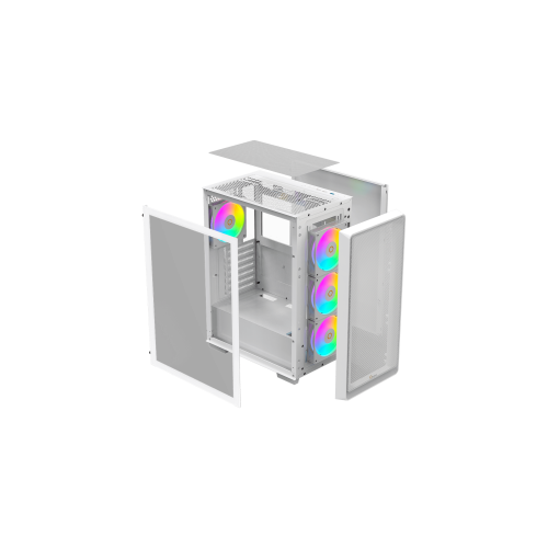 Корпус Ocypus Gamma C60 WH ARGB ATX/mATX/ITX 3xUSB Белый, Предустановленно 4x120мм ARGB Fans, Gamma-C60-WHG400XX-GL
