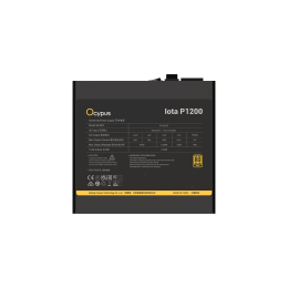 Блок питания Ocypus 1200W, Iota P1200, Full Modular, ATX, 80+ GOLD, КПД 91%, Fan 120mm, Японские конденсаторы, Черный, Iota-P1200-G1FFBK024X-EU