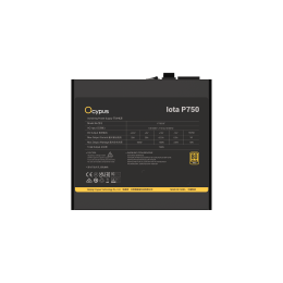 Блок питания Ocypus  750W, Iota P750, Full Modular, ATX, 80+ GOLD, КПД 91%, Fan 120mm, Черный, Iota-P750-G1FFBK024X-EU