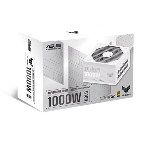 Блок питания ASUS 1000W, TUF Gaming 1000W Gold White Edition, Full Modular, ATX, 80+ GOLD, КПД 92%, Fan 135mm, Белый, TUF-GAMING-1000G-WHITE