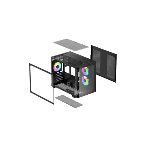 Корпус Ocypus Iota C50 BK Curve ARGB Digital mATX/ITX 2xUSB Type-C Черный Iota-C50-BKD300CD-GL