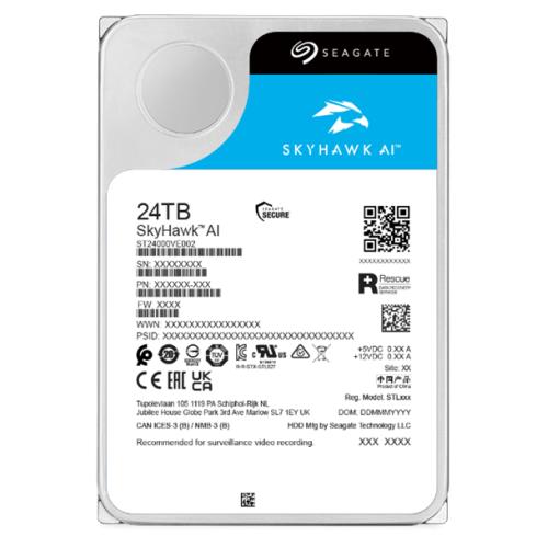 Жесткий диск для видеонаблюдения с искусственным интеллектом 24Tb Seagate SkyHawk AI Survelilance SATA3 3.5" 512Mb 7200rpm ST24000VE002