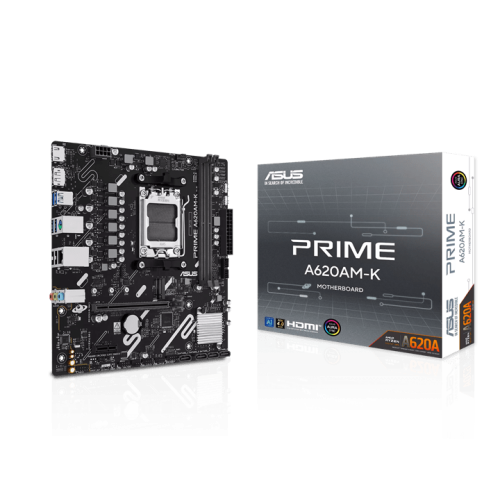 Материнская плата ASUS PRIME A620AM-K AMD A620A AM5 2xDDR5 4xSATA3 RAID M.2 HDMI DP mATX