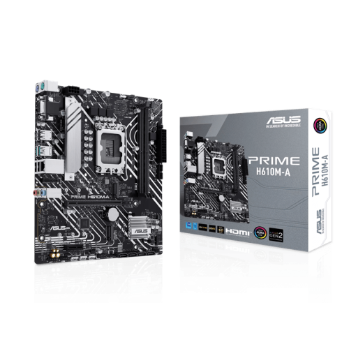 Материнская плата ASUS PRIME H610M-A R2.0, LGA1700 H610 2xDDR5 4xSATA3 2xM.2 D-Sub HDMI DP mATX