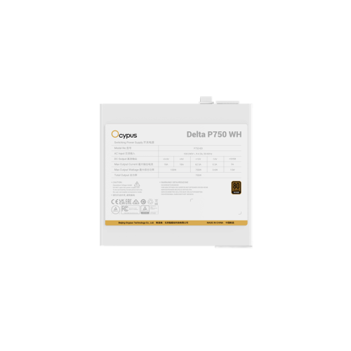 Блок питания Ocypus 750W, Delta P750 WH, Non modular, ATX, 80+ BRONZE, КПД 87%, Fan 120mm, Белый, Delta-P750-B1FDWH025X-EU