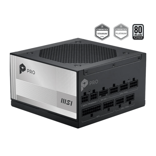 Блок питания MSI 850W, PRO A850PL PCIE5, Full Modular, ATX, 80+ PLATINUM, КПД >92%, Fan 120mm, Черный