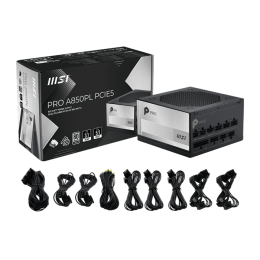 Блок питания MSI  850W, PRO A850PL PCIE5, Full Modular, ATX, 80+ PLATINUM, КПД >92%, Fan 120mm, Черный
