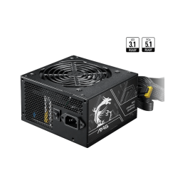 Блок питания MSI  750W, MAG A750BN PCIE5 II, Non Modular, ATX, 80+ BRONZE, КПД >85%, Fan 120mm, Черный