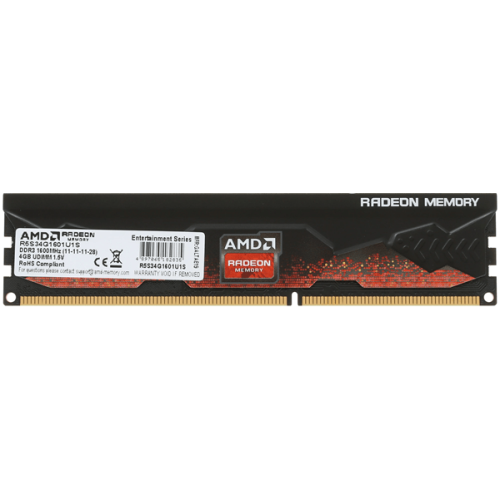 Оперативная память c радиатором 4GB DDR3 1600MHz AMD Radeon R5 Entertainment Series, CL11, PC3-12800, 11-11-11-28, 1.5V, R5S34G1601U1S