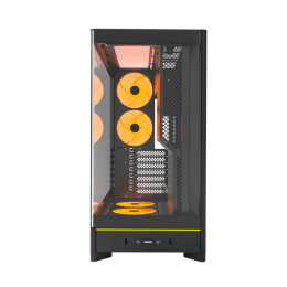 Корпус Montech HS02 PRO (B) ATX/Micro-ATX/Mini-ITX (Back-Connected MB) 2xUSB 1xType-C 1xAudio 1xMic 1xLED Button Черный