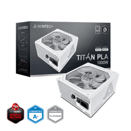Блок питания Montech 1000W, TITAN PLA 1000W, Full Modular, ATX, 80+ PLATINUM, КПД 90%, Fan 135mm, Белый
