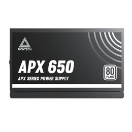 Блок питания Montech  650W, APX 650W, Non Modular, ATX, 80+ WHITE, КПД 90%, Fan 120mm, Черный