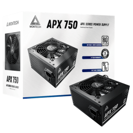 Блок питания Montech  750W, APX 750W, Non Modular, ATX, 80+ WHITE, КПД 90%, Fan 120mm, Черный
