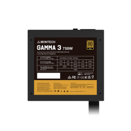 Блок питания Montech  750W, GAMMA 3 750W, Non Modular, ATX, 80+ GOLD, КПД 92%, Fan 135mm, Черный