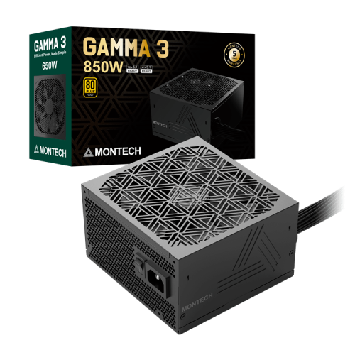 Блок питания Montech 850W, GAMMA 3 850W, Non Modular, ATX, 80+ GOLD, КПД 92%, Fan 135mm, Черный