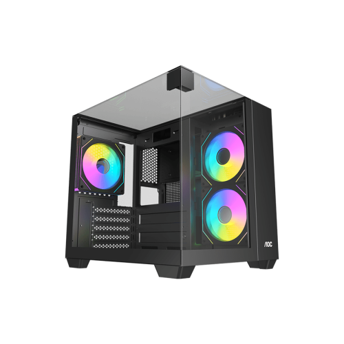 Корпус AOC CG389B 3F M-ATX/ITX 1xUSB2.0 1xUSB3.0 1xType-C 1xAudio/Mic 1x3.5" 2x2.5" Черный (поддержка материнских плат форм-фактора M-ATX (uATX/compact-MATX) размером до 244×185мм) AOC-CG389-BF3V1R0T3-G