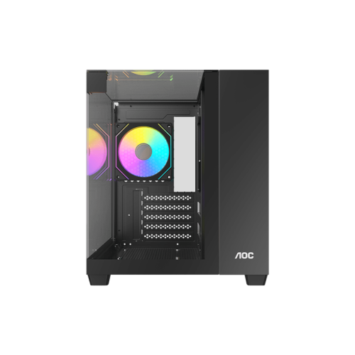 Корпус AOC CG389B 3F M-ATX/ITX 1xUSB2.0 1xUSB3.0 1xType-C 1xAudio/Mic 1x3.5" 2x2.5" Черный (поддержка материнских плат форм-фактора M-ATX (uATX/compact-MATX) размером до 244×185мм) AOC-CG389-BF3V1R0T3-G